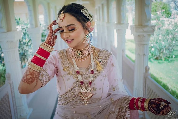 Long Length Bride Chura With Shiny Stone Work Bangle, For Wedding