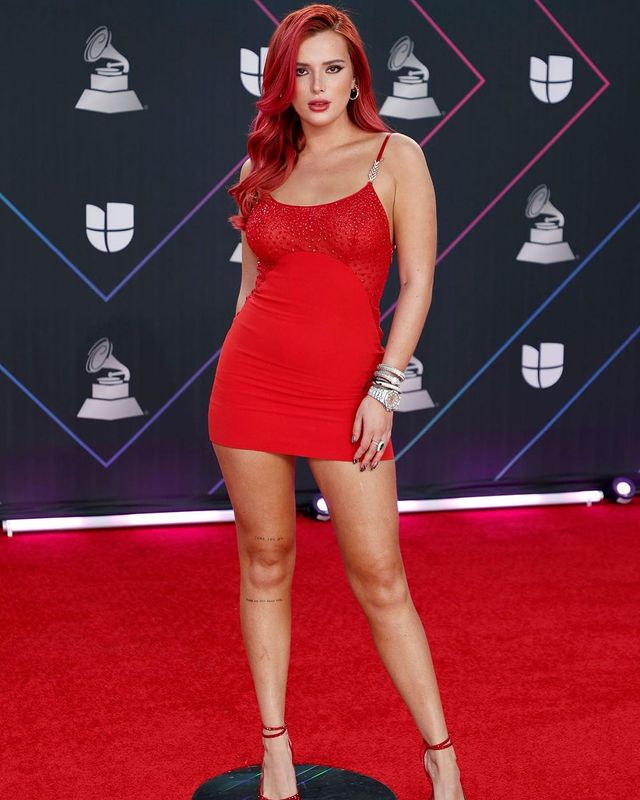 Bella In A Red Hot Outfit With Her Favourite Silver Is A Blaze