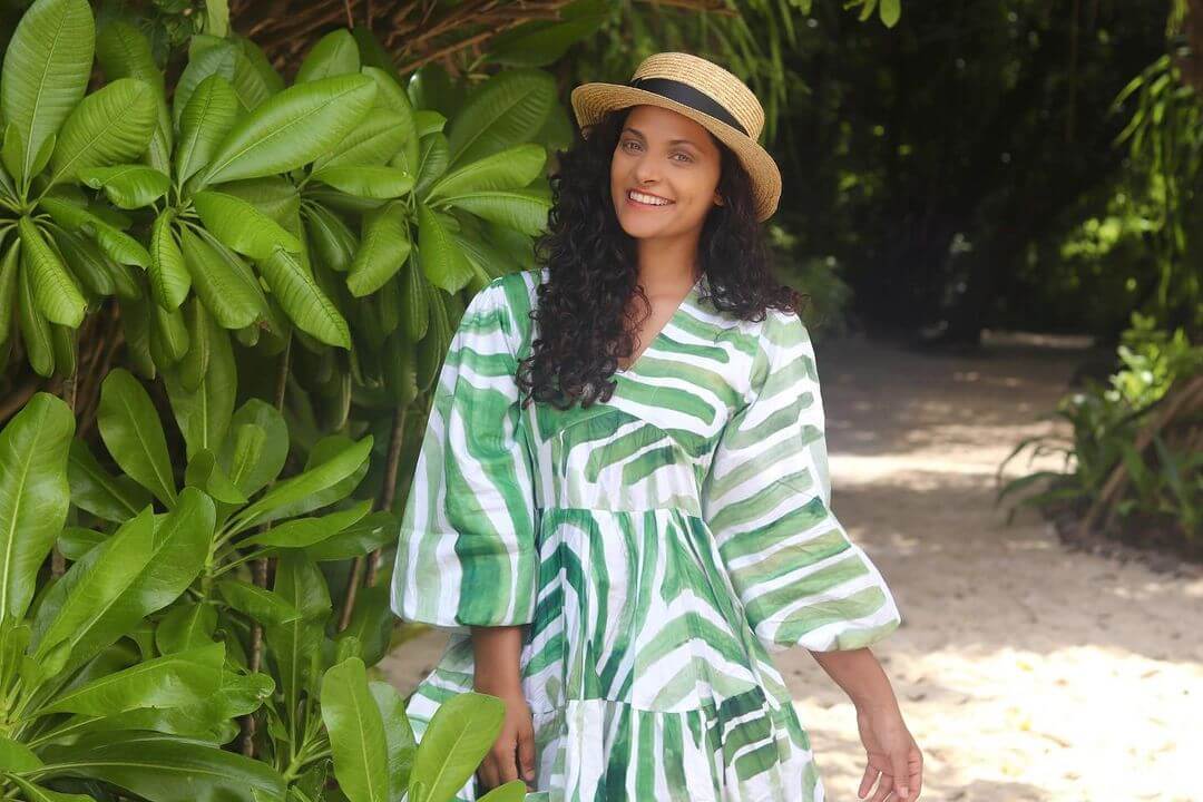 Bollywood Actor, Saiyami Kher's Ethnic Wear, Dresses, Outfits In A Green Beach Look With A Hat