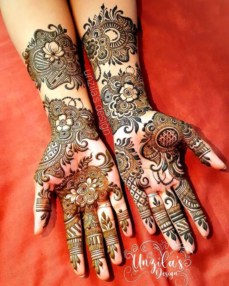 Designer Full Hand Floral Bangle Mehndi For Wedding Functions