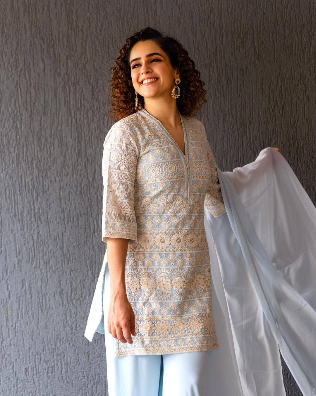Sanya Malhotra | Ethnic Wear, Pretty Dresses, Fashion And Outfits Easy, Breezy In This Pastel Blue