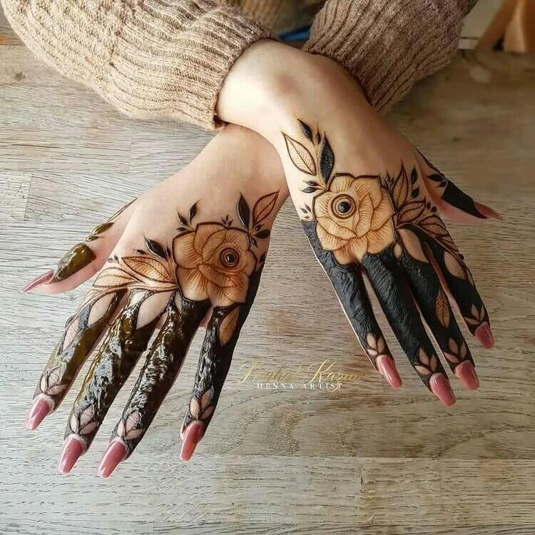 Floral Design On Your Backhand With Finger Mehndi Design 