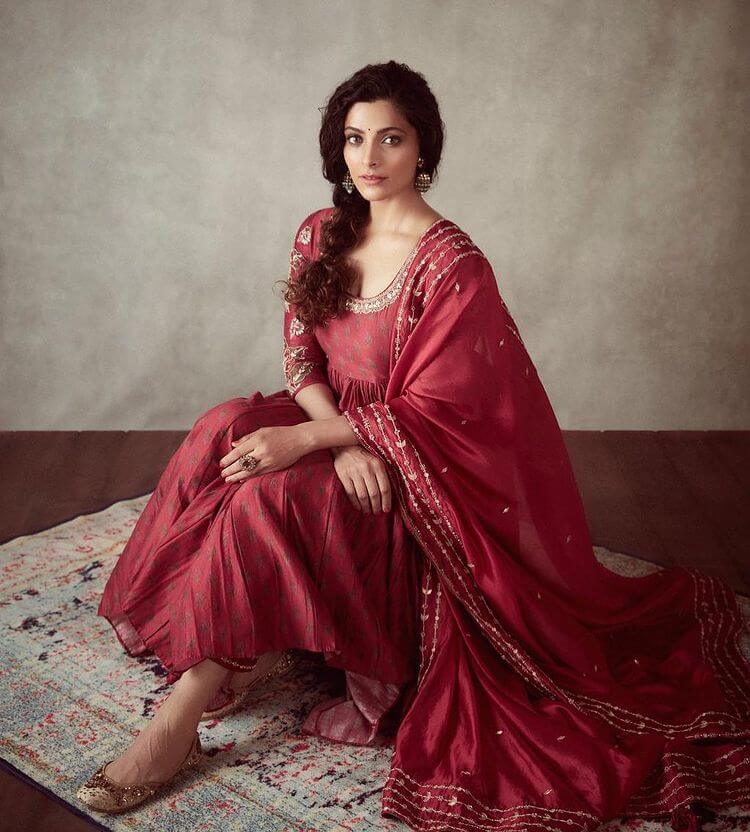 Hollywood Movie Actor Saiyami Kher's  Beautiful Look In Red Ethnic Dress
