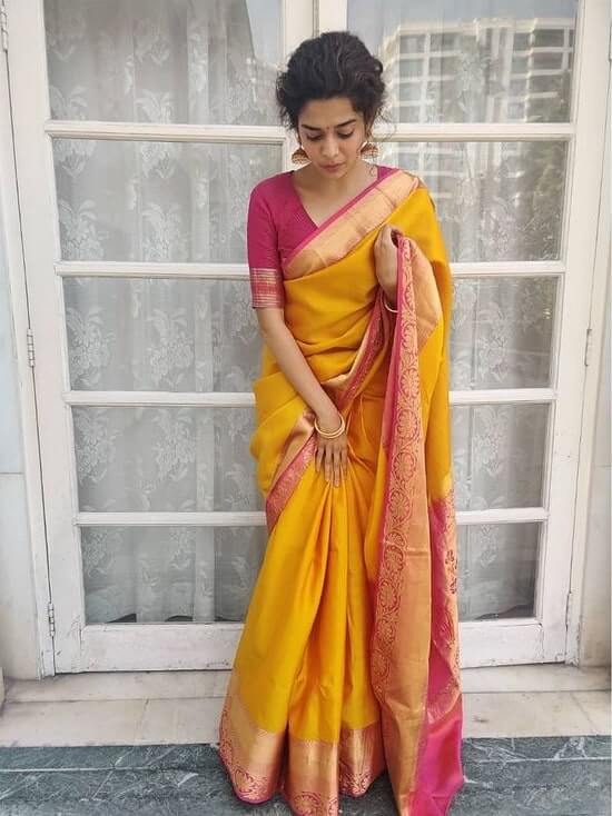 Mithila Palekar's Ethnic Outfits, Her Unconditional Love For Indian Dresses Mustard Yellow Saree