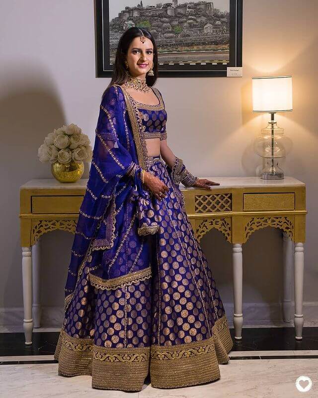 Purple Shiny Silk Lehenga With Matching Blouse Or Duptta For Weddings Function