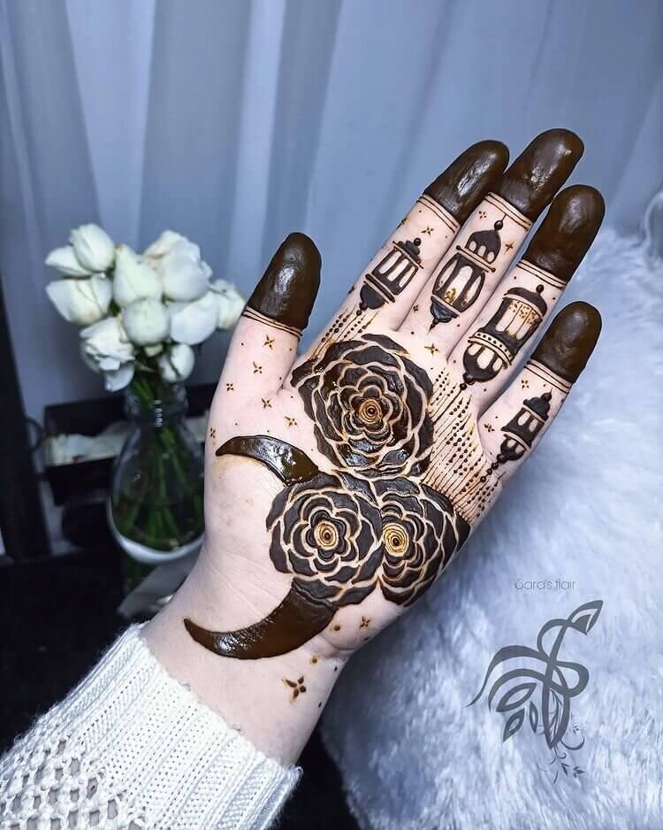 Simple And Stylish Floral Mehendi Designs With Pictures Unique And Amazing Floral Eid Mehndi With Half Moon