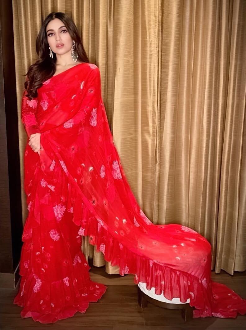 A Stunning Red Ruffle Saree