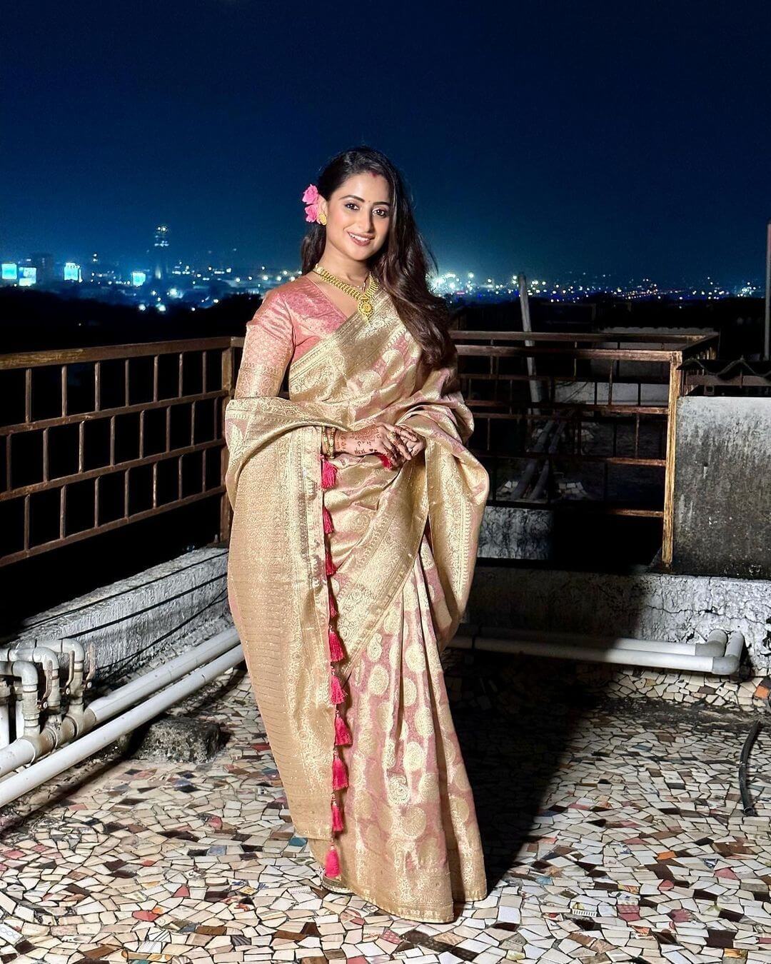 Aishwarya Sharma Chooses Fabulous Shimmering Saree For Karwa Chauth