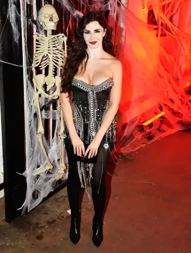 Arbaaz Khan's Girlfriend Giorgia Andriani In A Black And Silver Chained Outfit