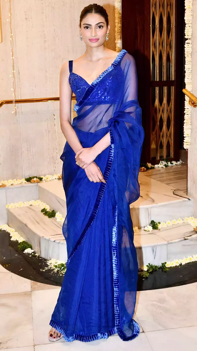 Athiya Shetty In Blue Saree 