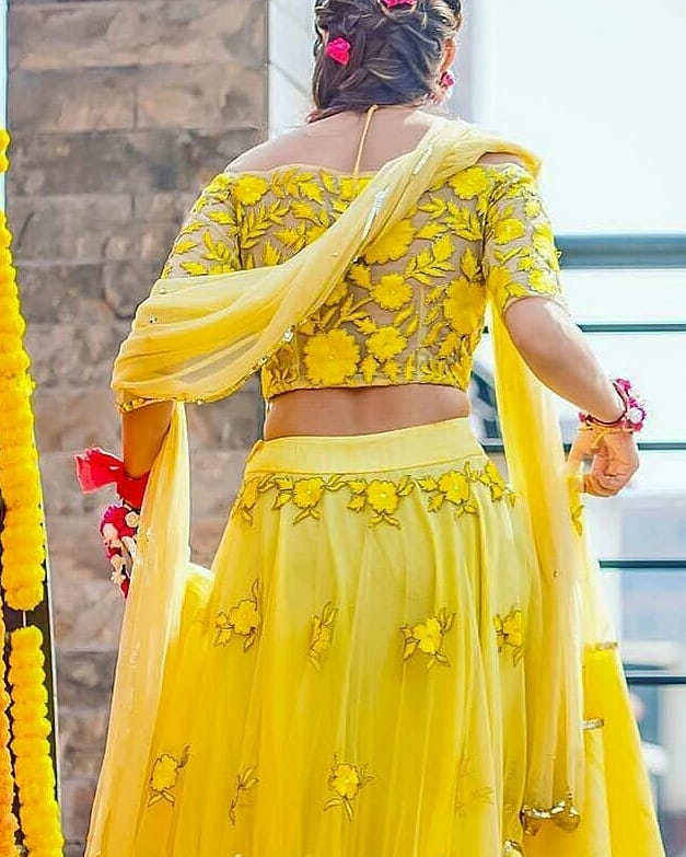 Beautiful Floral Embroidery Yellow Colored Blouse