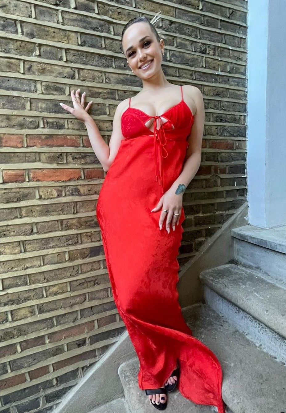 Beautiful Look In Velvet Red One-piece Dress