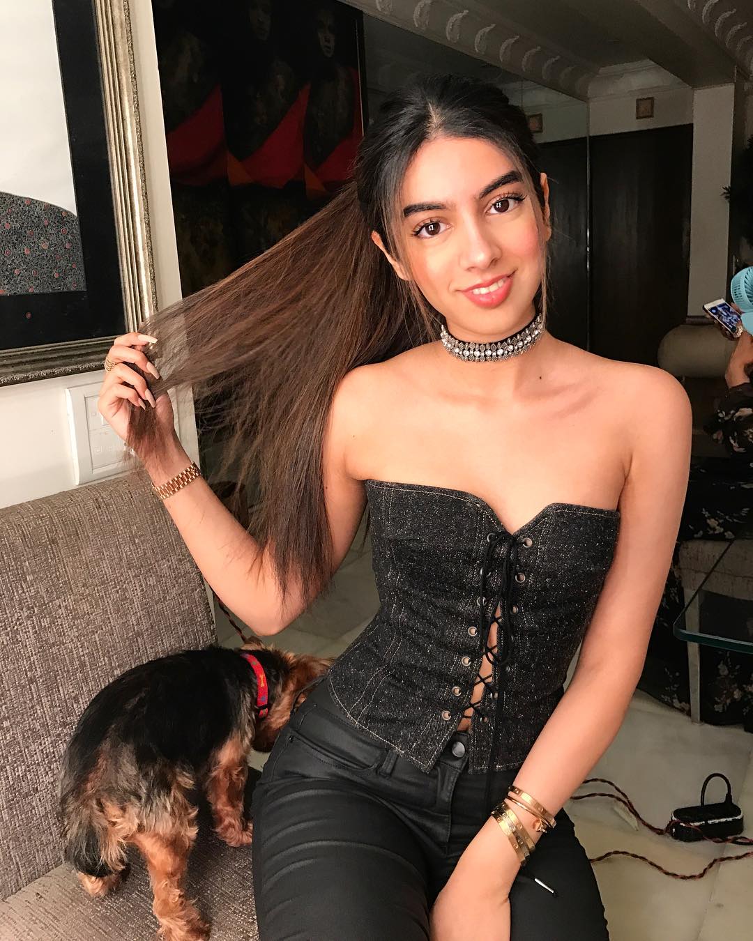 Khushi Kapoor in Black Corset Outfit