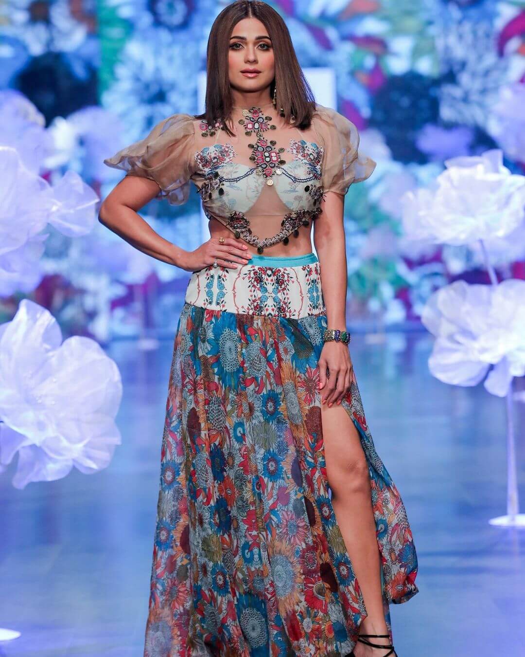 Lakme Fashion Week Bollywood Celebrities Spotted At The Runway - Shamita Shetty's Glamorous Look In Floral Print Fabulous Dress