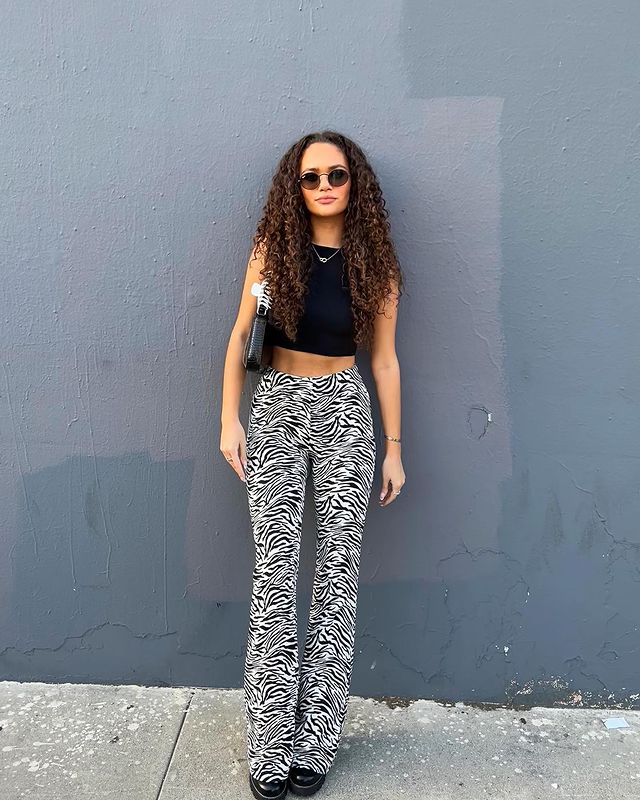 Madison Looks Her Best In The Black And White Zebra Pants With A Black Crop Top