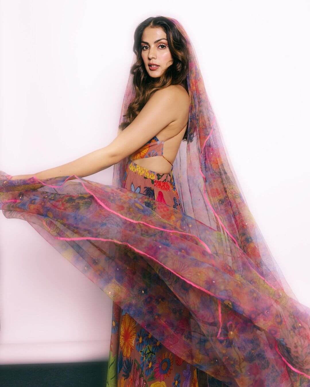 Rhea Chakraborty's Fabulous Look In Floral Print Pink Dress