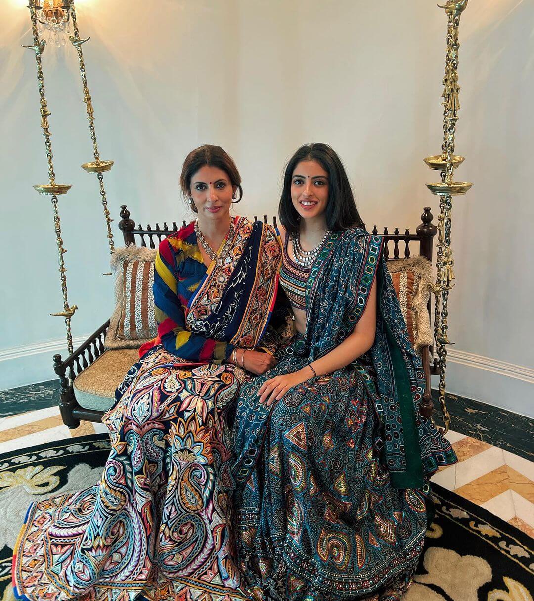 Navya Naveli Nanda In Printed Ghagra-Choli With Mother Shweta Bachchan