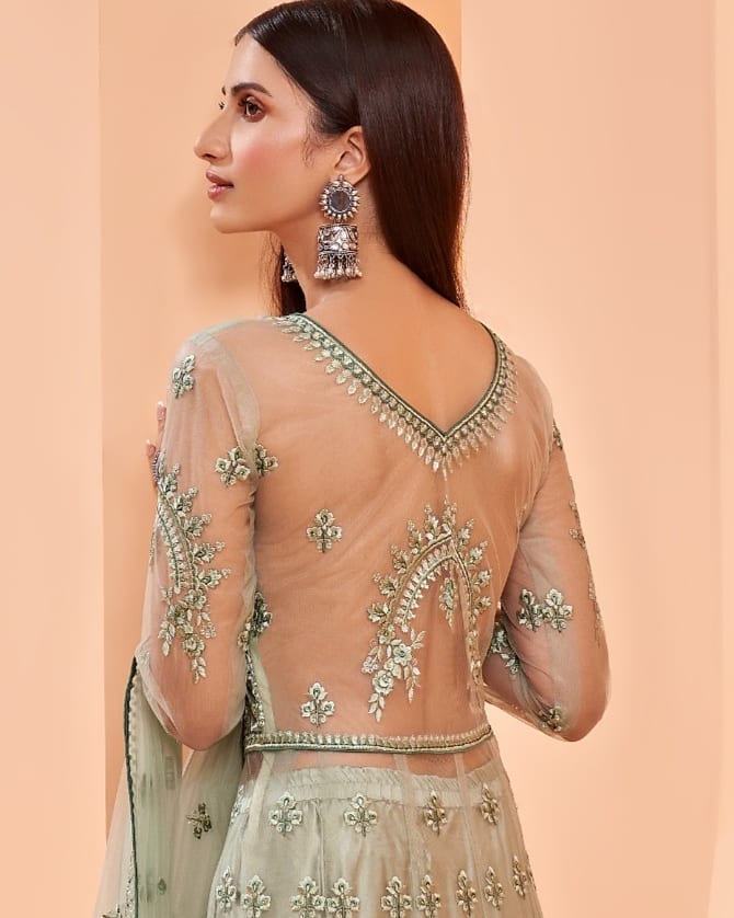 Net Blouse Design With Beautiful Embroidery On It