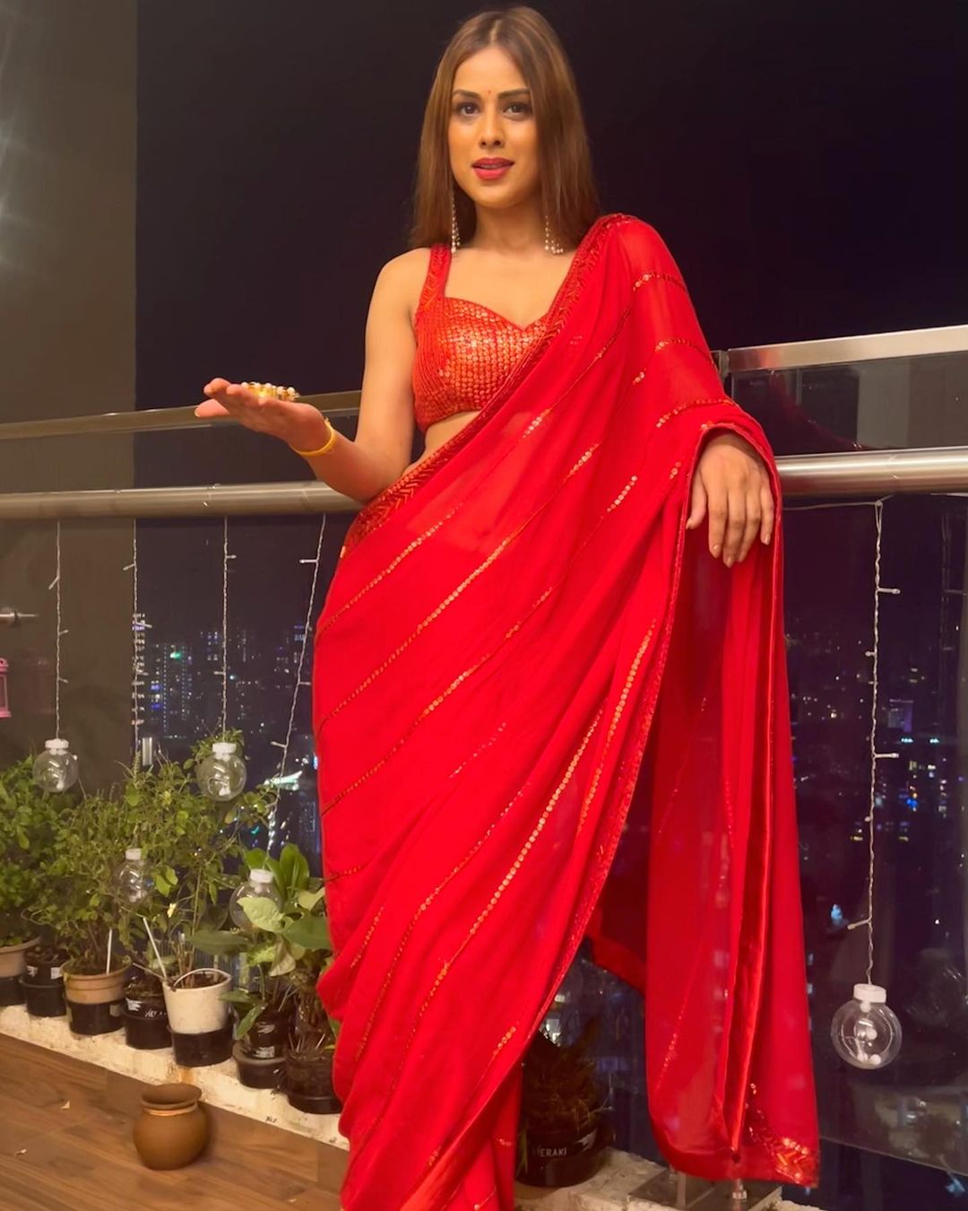 Nia Sharma In Red Saree