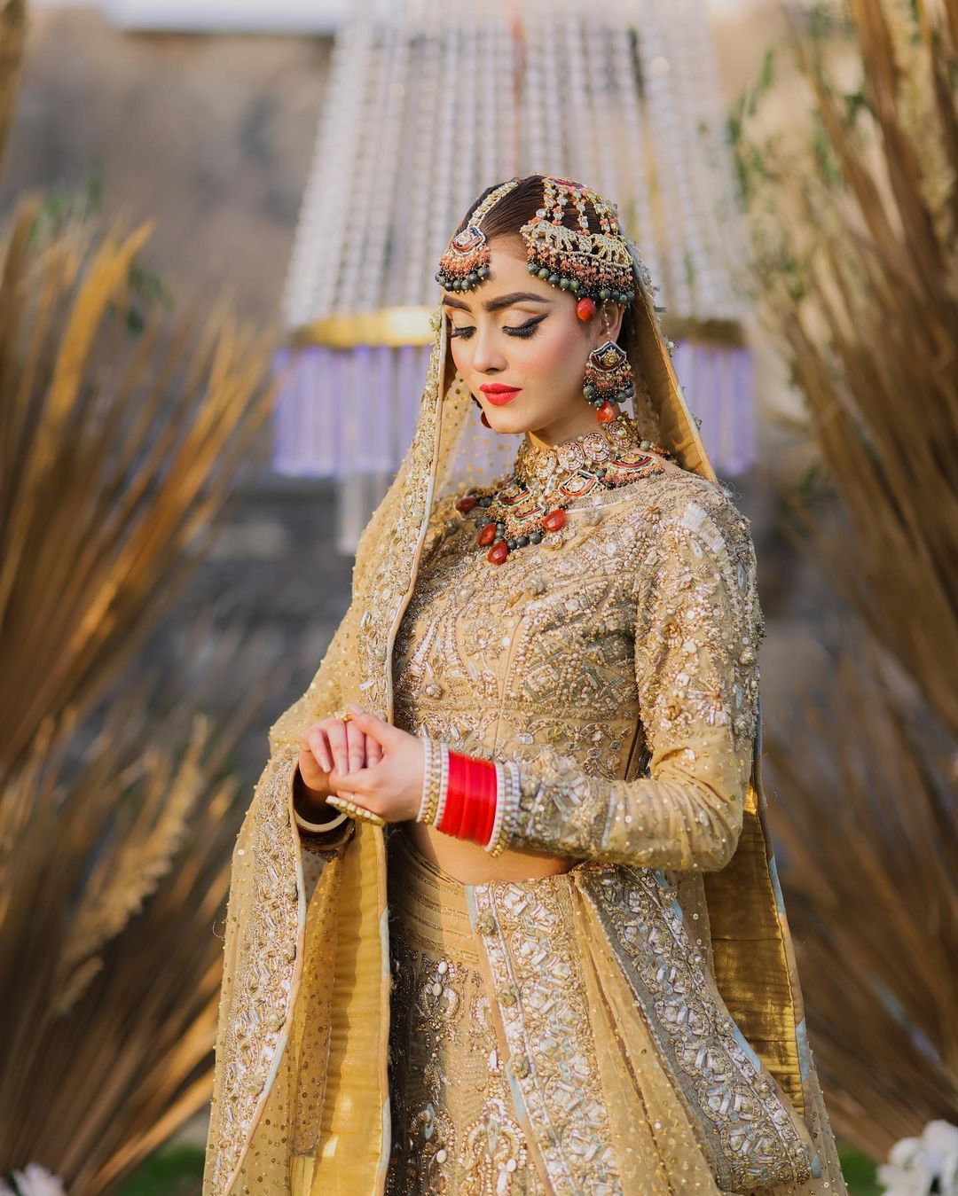 Orange Beads Adding Colour To The Bride's Look
