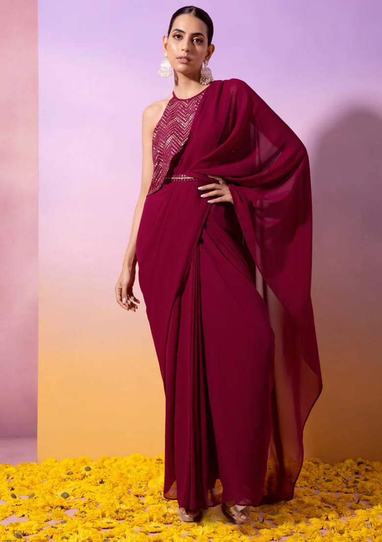Purple Saree With Some Glossy Attitude