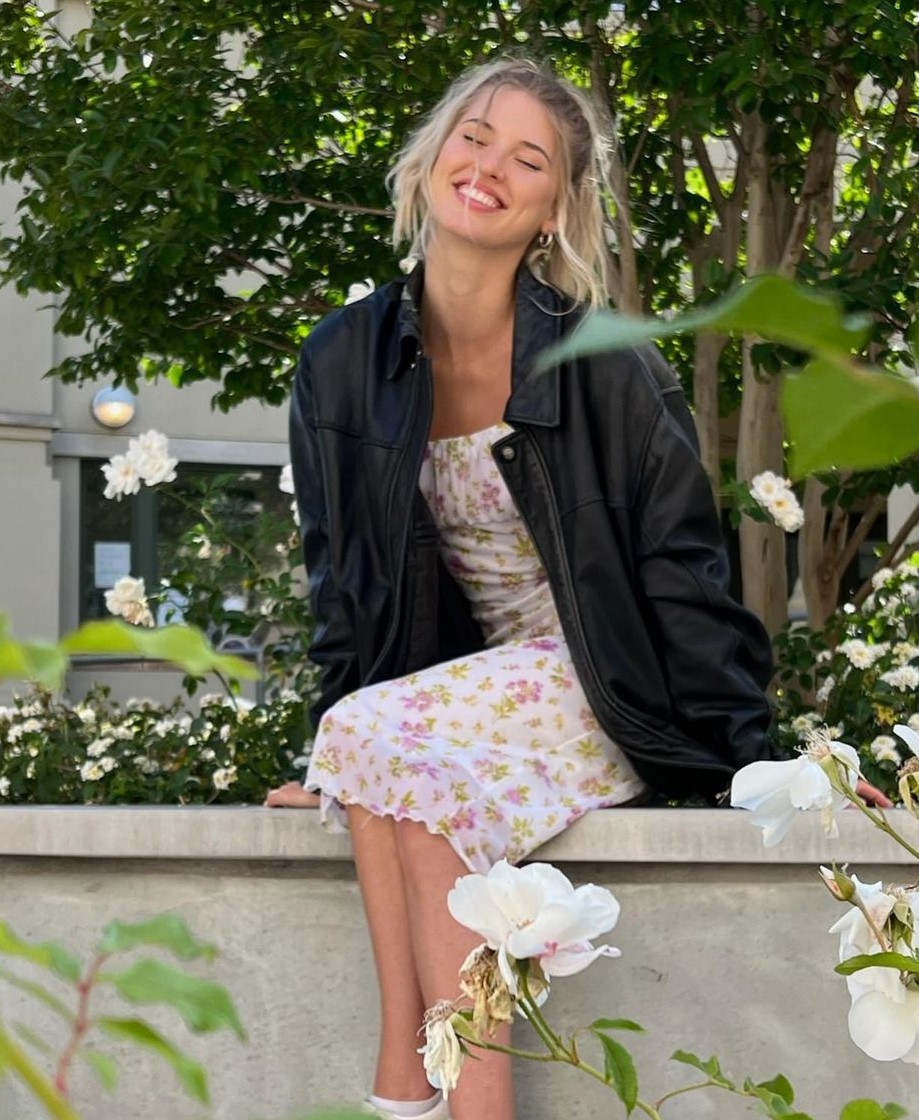 Sarah In Fabulous Floral Dress Topped With a Black jacket