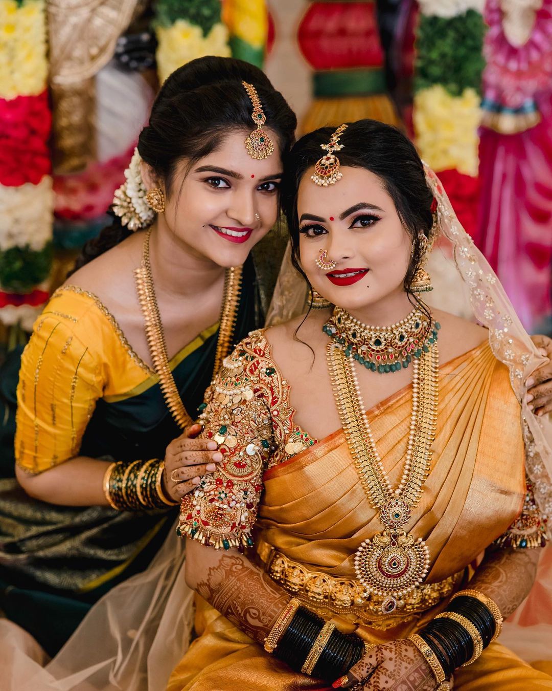Bride's Sister poses on wedding Saying It All With Smile