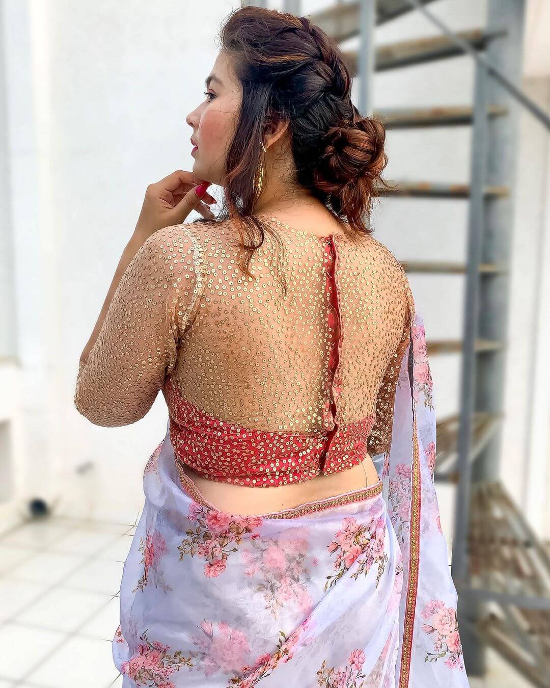 Sequinned High Neck Blouse