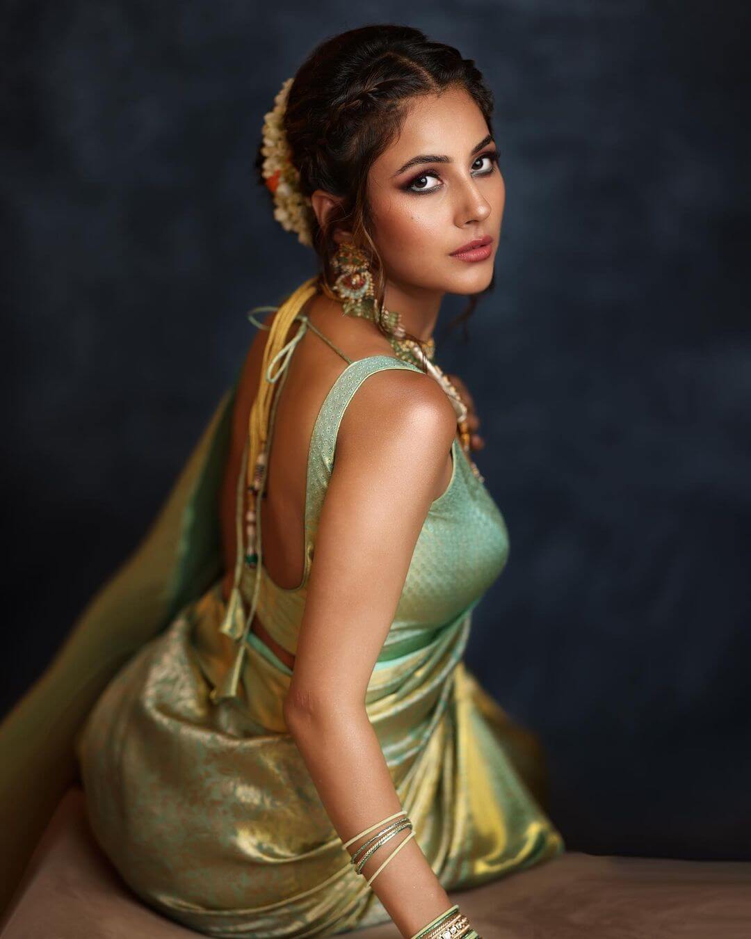 Shehnaaz Gill's Glamorous Traditional Saree Look For South Filmfare Awards