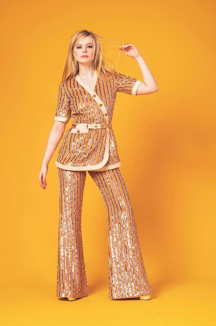 Shining Always, Elle Fanning In Shinning Sequin Co-Ord Outfit