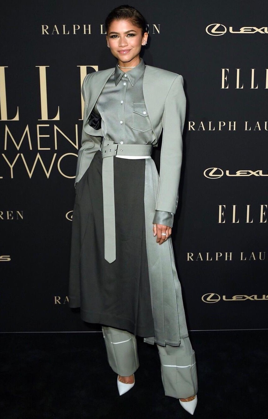 Suit Pant Is Love, Zendaya In All Grey Designer Suit Pant Outfit