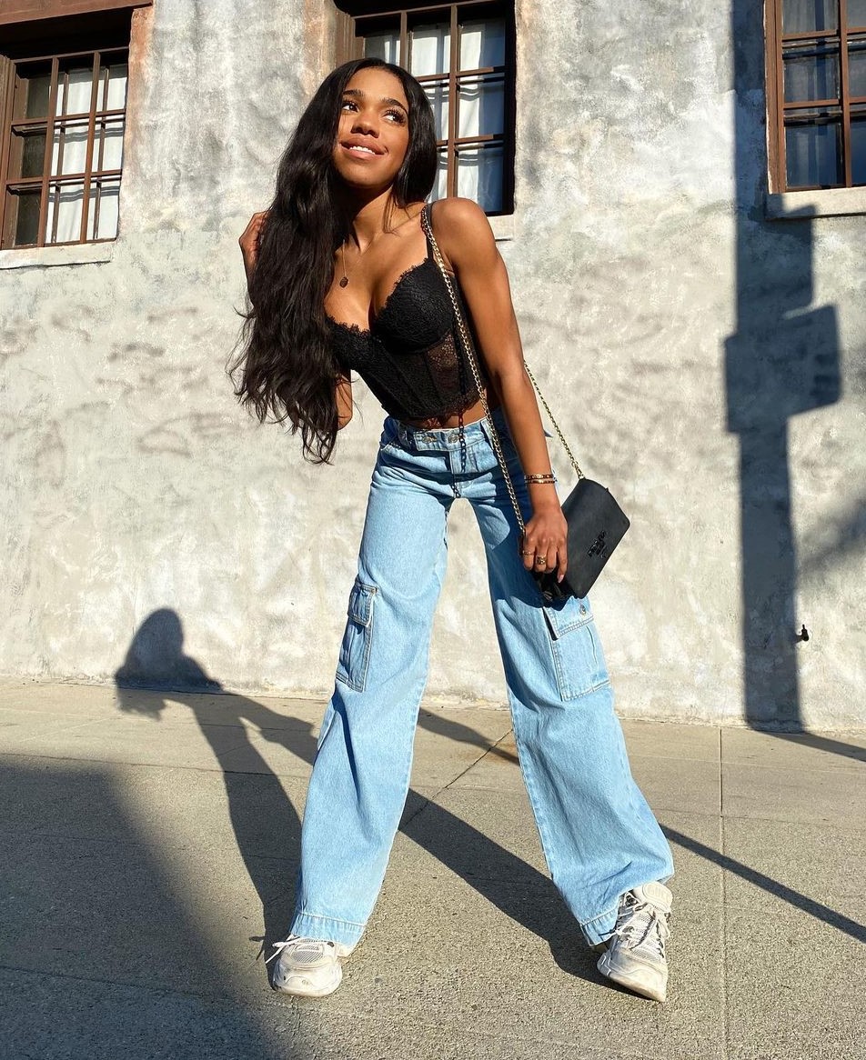 Teala Nailed It In Sassy Black Top Paired With Deni Jeans