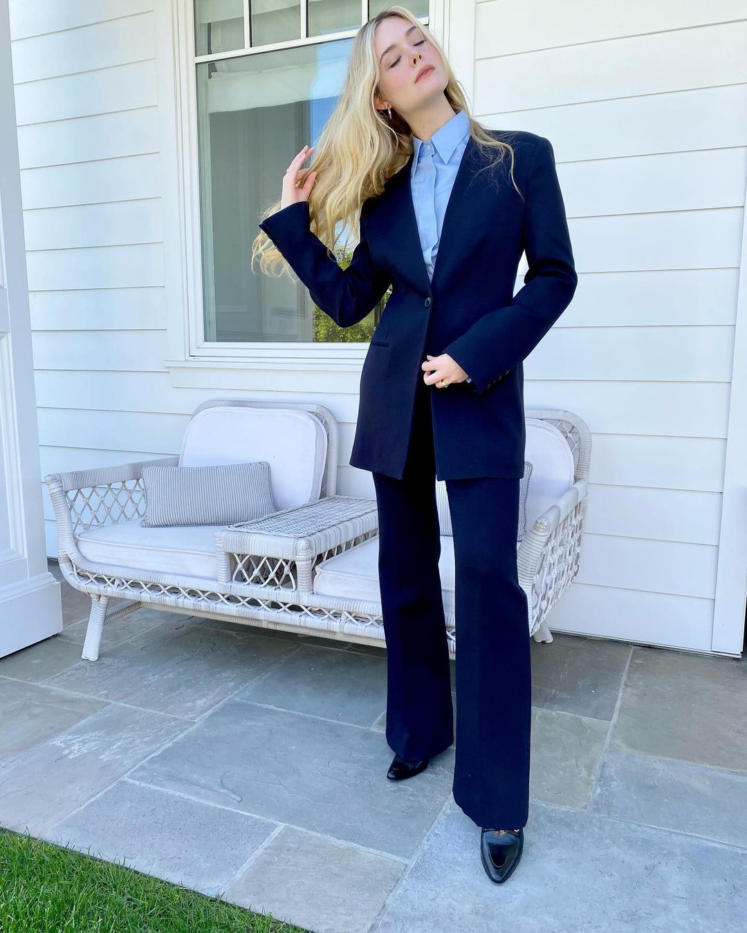 The Bossy Babe, Elle Fanning In Formal Pant Suit Outfit