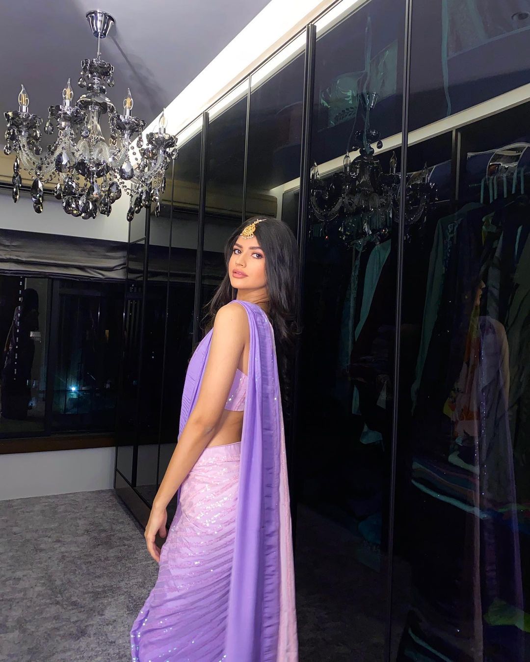 The Lilac Sequined Saree Of Anjini Dhawan