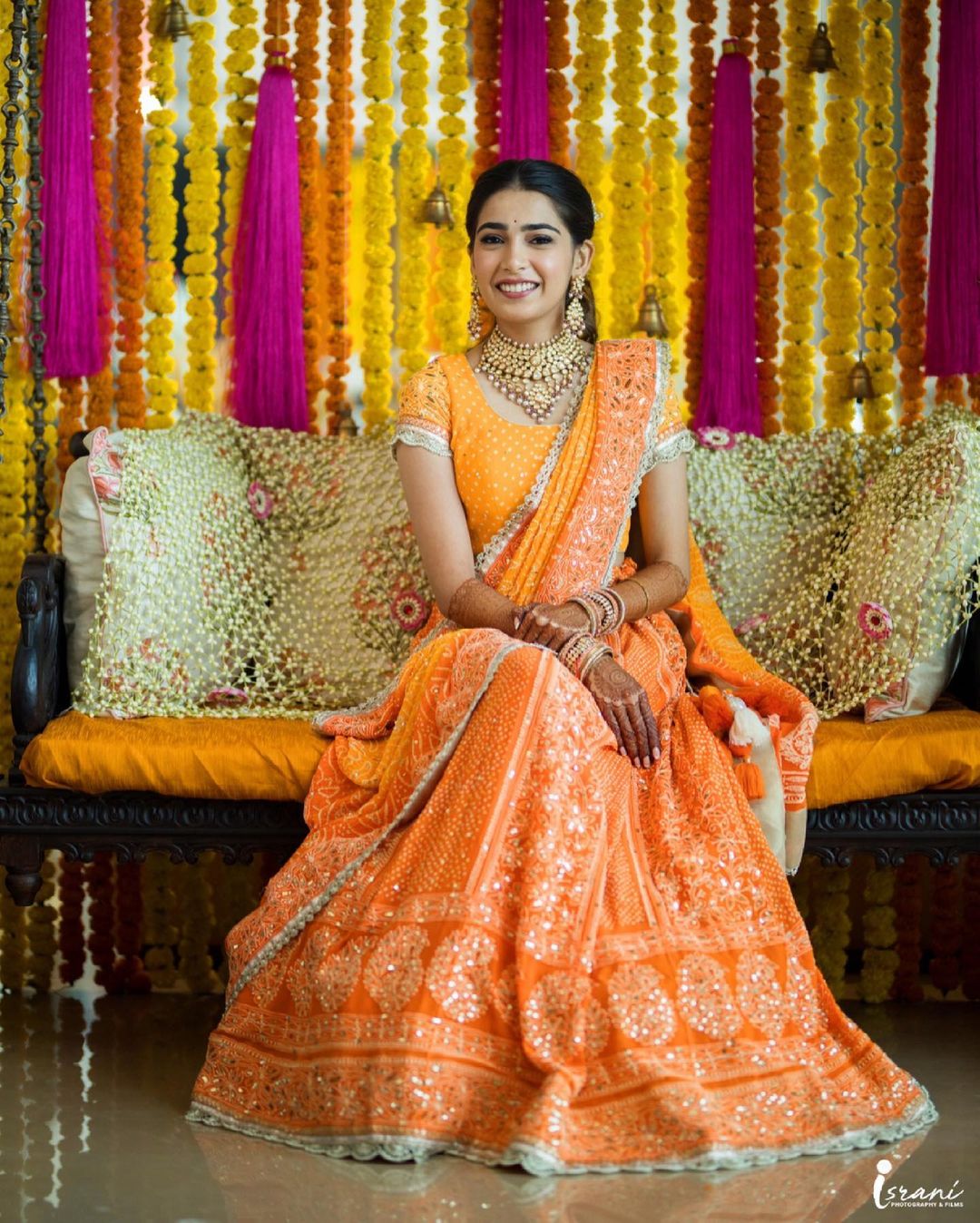 The Simple Yet Stunning Bride In The Bright Orange Hue Lehenga