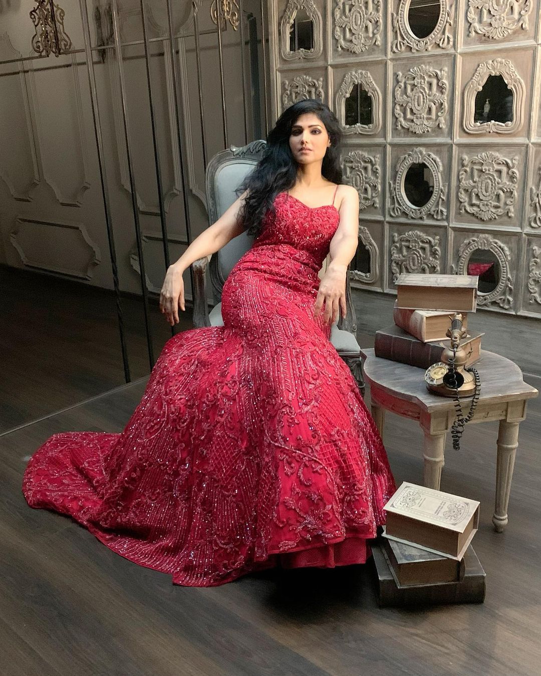 Trupti Toradmal In Red Embroidered Cocktail Dress