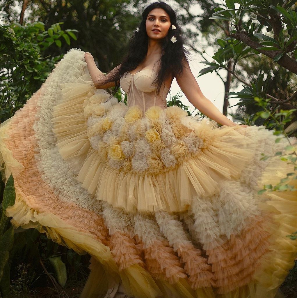 Trupti Toradmal In Ruffled Tulle Pastel Ball Gown