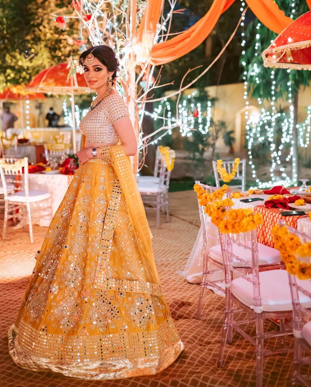 Yellow And Gold Embroidered Lehenga