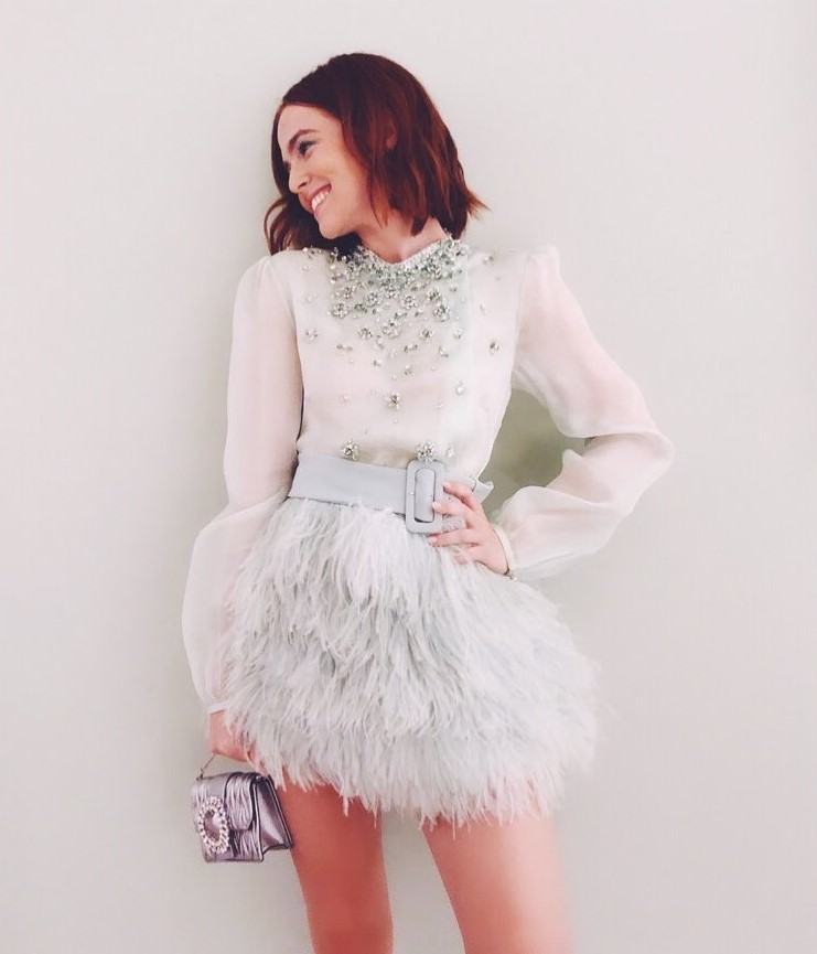 Zoey Is A Doll In A White Feather Mini Dress