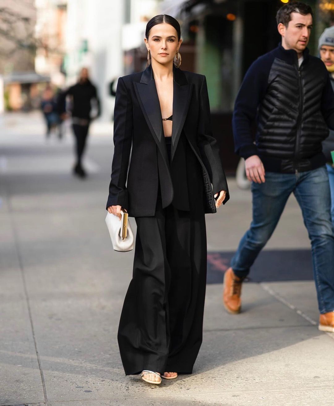 Zoey Slays The Power Dressing Look In A Black Smoking Suit