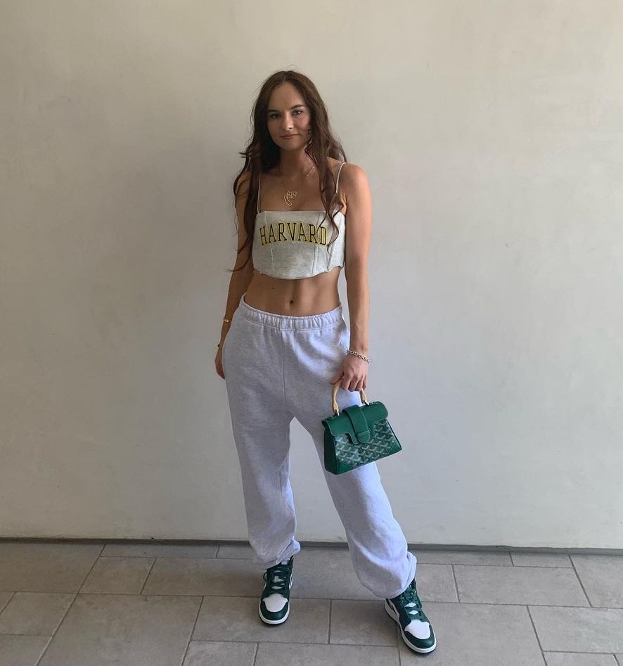 The White Joggers With Off-White Tube Top Of Harvard