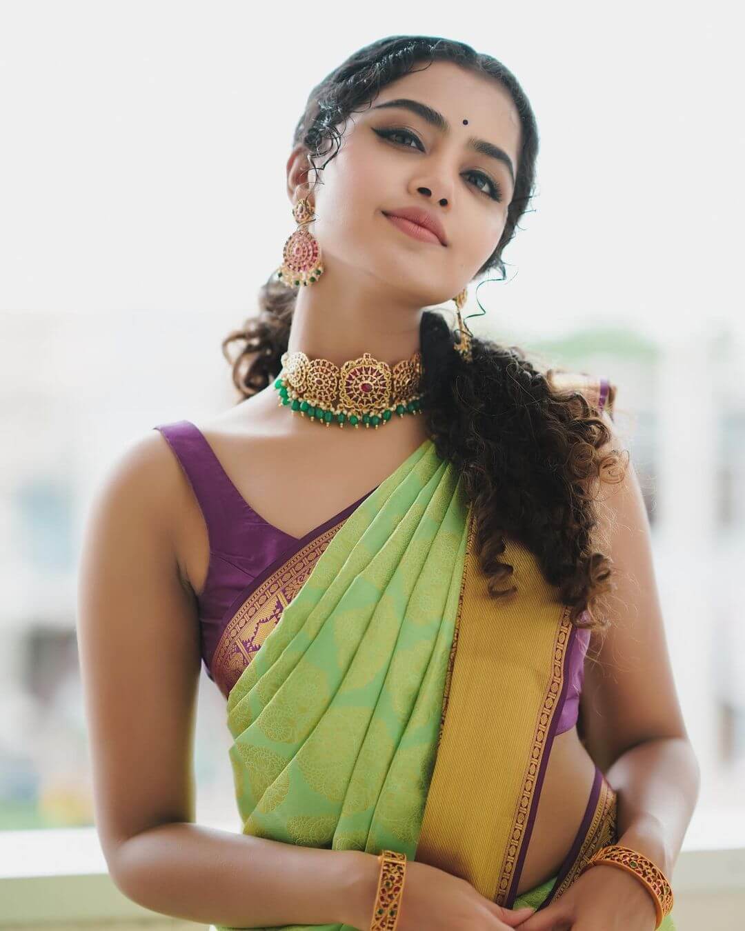Anupama In Green Silk Saree With Gold Choker Can Be Your Festive Outfit Look Anupama Parameswaran Ethnic Outfit, Style and Looks