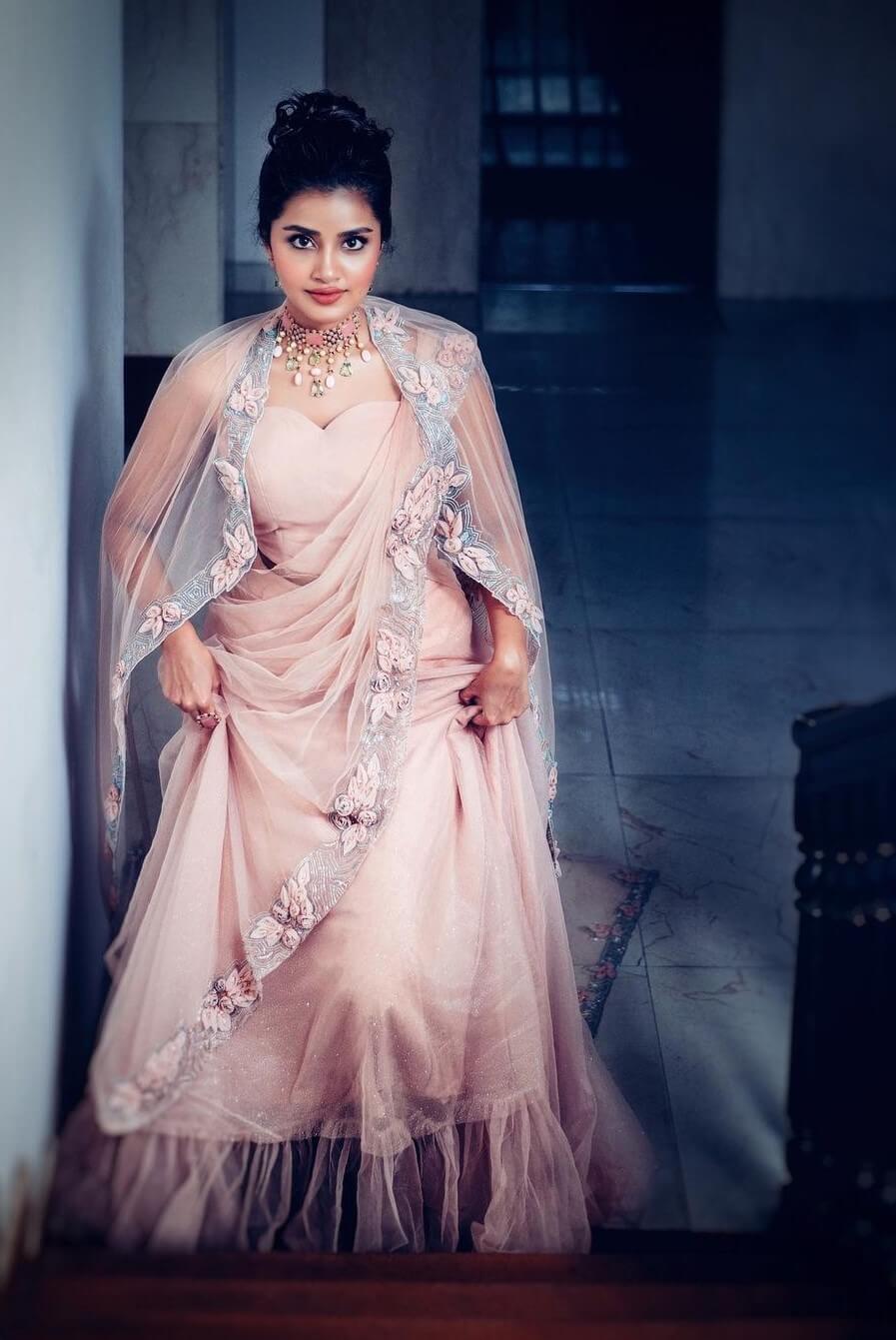 Anupama Look Cute In Pink Gown Outfit Anupama Parameswaran Ethnic Outfit, Style and Looks