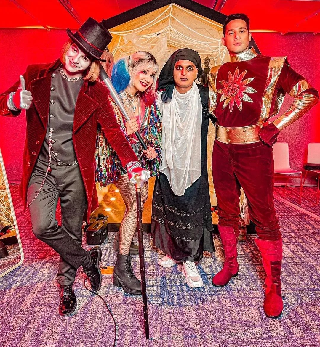 At the Halloween party, Katrina Kaif dressed up as Harley Quinn, Ishaan Khatter as Willy Wonka, and Siddhant Chaturvedi as Shaktimaan, India’s superhero.
