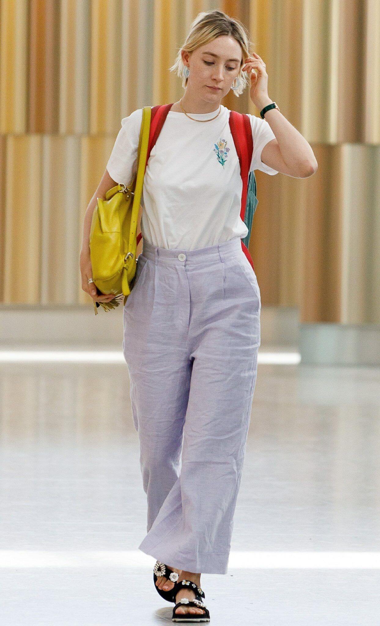 Casual Outfit- White Tee and Lilac Trousers