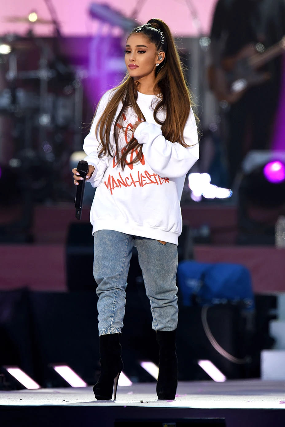 Cossy Ariana In Hoodie And Denim Jeans With Black Boots