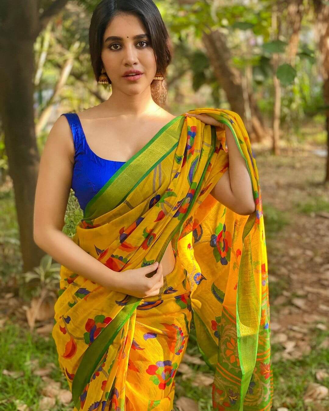 Fabulous Nabha Natesh In Yellow Cotton Saree Outfit : Nabha Natesh Stylish and Traditional Outfit Looks