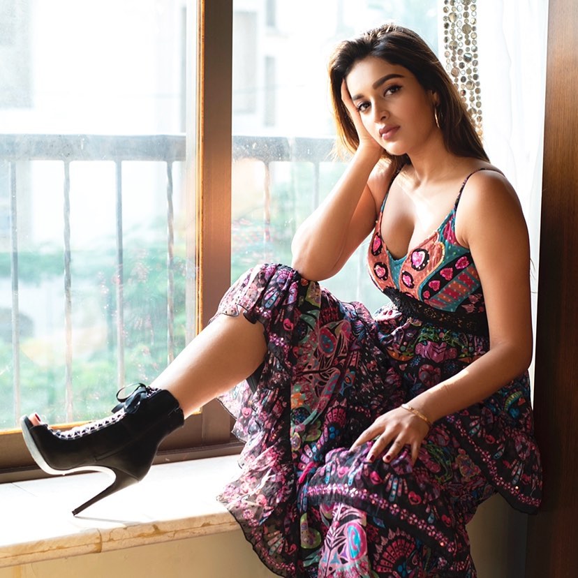 Fabulous Nidhhi In Vibrant One Piece With High Heel Boots : Nidhhi Agerwal Fashionable Outfit Is Must Have Wardrobe Look