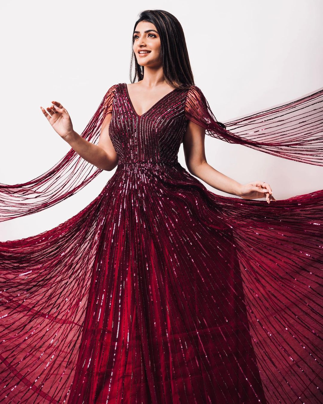 Fabulous Sreeleela In Marron Glittery Gown Outfit Sreeleela Beautiful and Elegant Outfit Looks