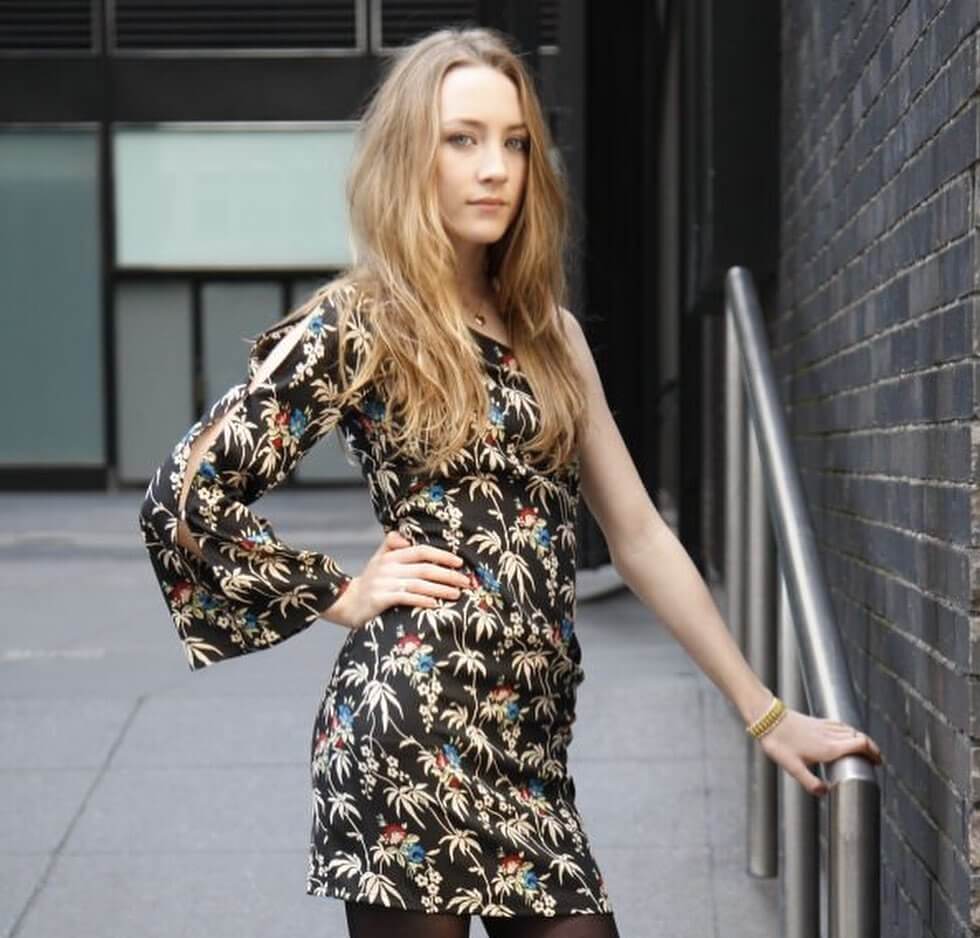 Floral Printed Dress With Slit Sleeves saoirse ronan